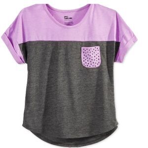 High-Low Colorblock studded tee